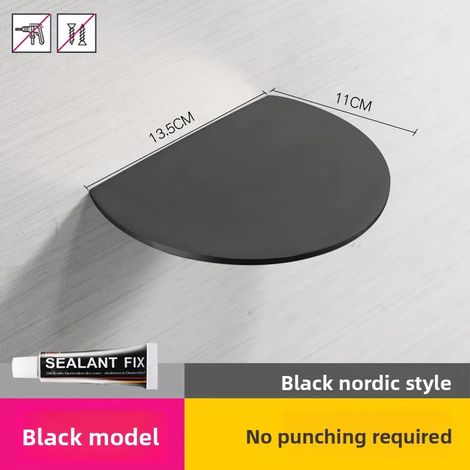 (B) Étagère de rangement pour salle de bain sans perçage, support pour téléphone portable, mini étagère sans clous, fixation murale simple couche (1/5)