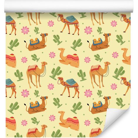 Papier peint Camel crème et or pour salon et chambre 50x1000 cm (1/5)