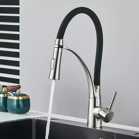 Suguword – Robinet cuisine mitigeur avec douchette extractible – Acier inoxydable 304 – Rotation 360° – 3 modes de jet – Économie d'eau 30% (1/5)