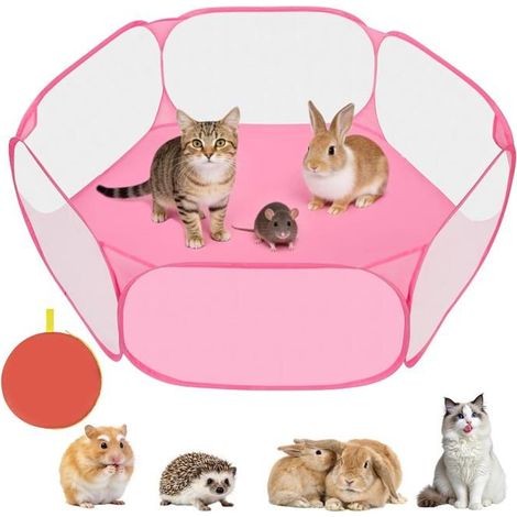 Parc pour Petits Animaux, Enclos Pliable Tente avec Fermeture Éclair,Cage Portable Respirante Transparente,Enclos d'exercice Cochons (1/5)