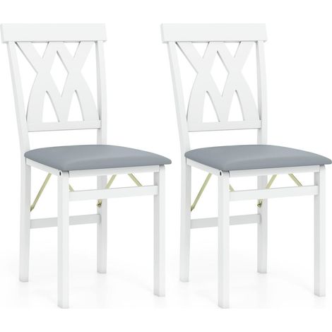 Petits espaces, chaises pliantes faciles à ranger, lot de 2 chaises cuisine blanches avec dossier en X (1/5)