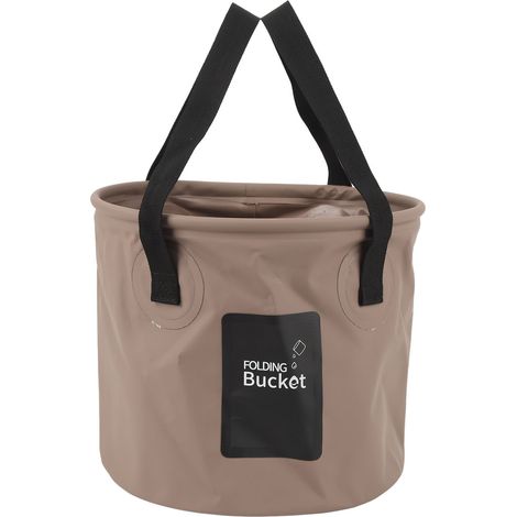 Seau pliable portable de 10 L, résistant aux hautes températures, idéal pour le camping, la pêche et les pique-niques, couleur sable.-AquaForge (1/5)