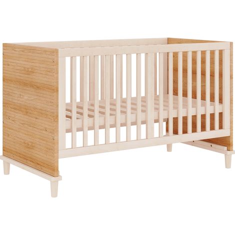 Cuna infantil con barrotes de madera y MDF, altura regulable en 5 niveles, 144 x 74 x 87 cm (1/5)