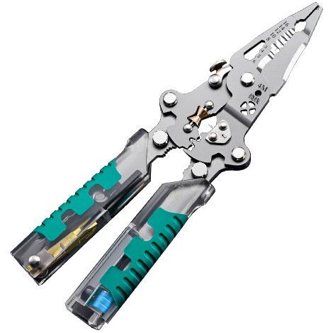 Pince à dénuder 8 - en - 1 avec testeur de tension visseuse à aiguille pliante outil à dénuder avec poignée antidérapante ergonomique (2 PCS) (1/2)