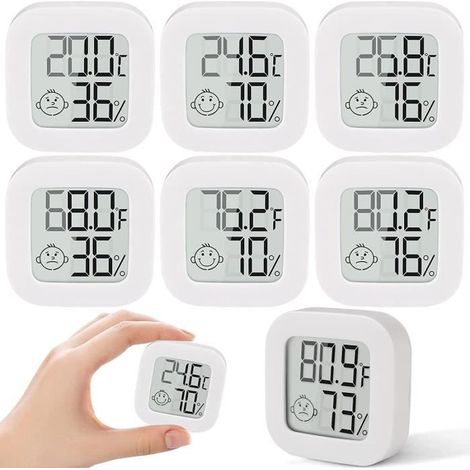 6pcs Mini Thermomètre Hygromètre-Digital Thermo HygromèTre Fonction,Moniteur Température Termometre Maison -10 ℃ 70 ℃,10% 99% RH (1/4)