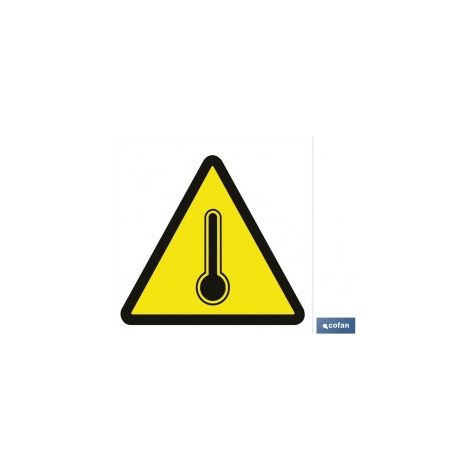 Selbstklebendes Schild 105 x 105 mm + Warnhinweis vor hoher Temperatur + variables Design