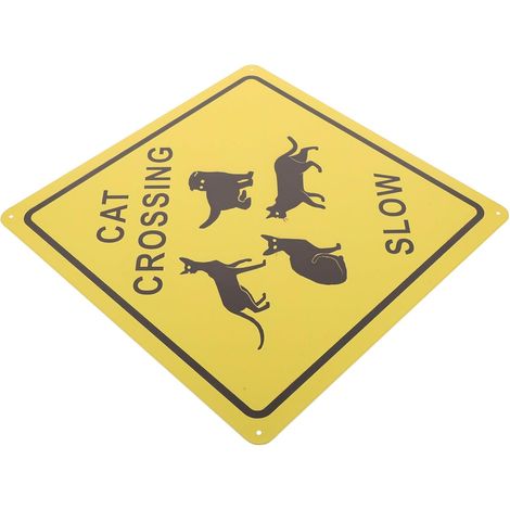 Panneau Métallique Jaune Motif Chat pour Passage Sécurisé Accessoires D'installation, Décoration Murale Multifonction pour Restaurant et Bar (1/5)