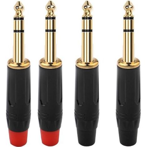 4 pièces 6.35mm 1/4 "TRS souder connecteur Jack,stéréo Audio Souder Connecteur 6.35mm,prise de micro 6,35 TRS plaqué or pour câbles haut-parleur/guitare/microphone (1/5)