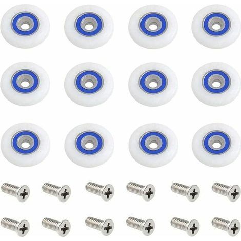 Roulette Porte Douche 12 Pièces 27mm Roulettes pour Porte de Douche Roulette Porte Douche Roues Roulettes de Rechange Roulette Porte Roulette de Douche pour Porte de Douche avec Des Vis (1/4)