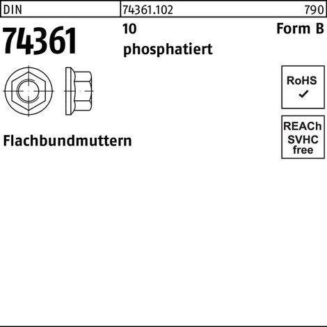 Écrou à embase plate M20x1,5 Ø20mm hauteur 20mm classe 10 type B DIN 74361