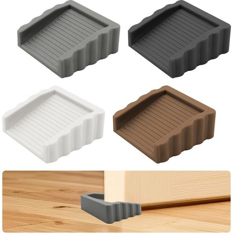 Lot de 4 petits butoirs de porte en caoutchouc, cale en caoutchouc bidirectionnelle pour le bas, cales de porte décoratives pour le bureau à domicile, butoirs en caoutchouc pour moquette (4 couleurs) (1/5)