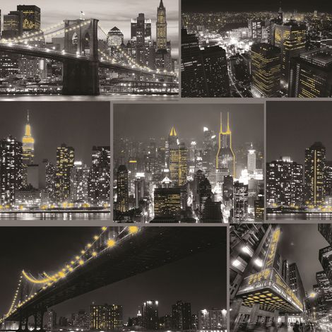 Art for the Home - Papiertapete - Stadt bei Nacht - Schwarz - 10mx53cm (1/5)