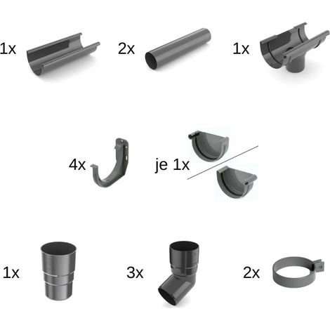 Dachrinne Set, Regenrinne Komplettset, 2m Graphit (1/5)