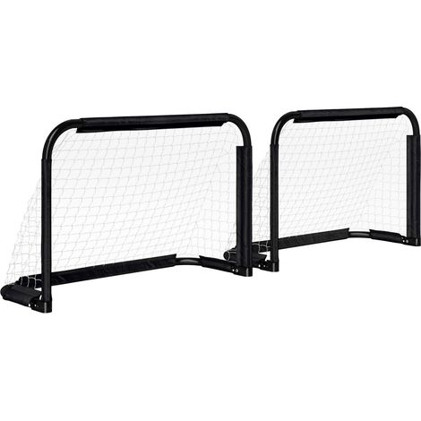 Cage et but de foot - Lot de 2 buts pliables métal pour enfants/adultes - 90x36x60 cm - Noir - Jardin, parc, plage (1/5)