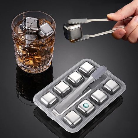 Dailygoods - Cubitos de hielo de acero inoxidable - 8 piedras reutilizables para whisky (1/5)