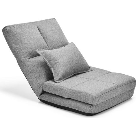 GOPLUS Coussin de Sol Reglable en 5 Positions, Chaise Japonaise Pliable, pour Salon, Bureau, Cafe/Noir/Gris (Gris) (1/5)