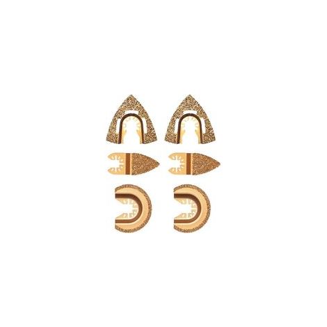 Lot de 6 lames de scie oscillantes en carbure de diamant - En demi-cercle triangulaire - Universelles - En carbure - Pour scies mixtes - Pour joints (1/5)