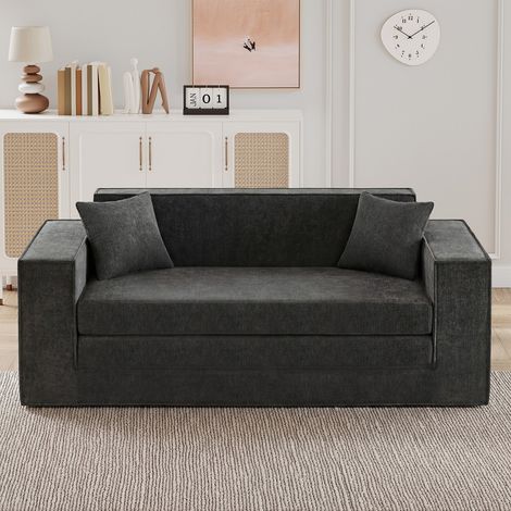 Canapé Lit 2 Places HavenlyHome 3 en 1, Canapé Pliable Compact pour Salon et Chambre, Tissu Velours Côtelé, 135×192×55 cm, Gris - Cdiscount Maison