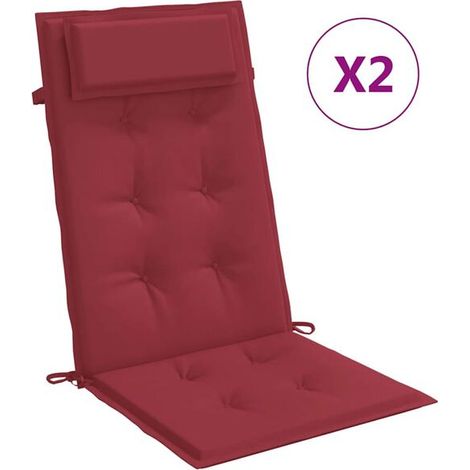 Un ensemble de deux coussins de chaise à dossier haut, bordeaux (1/5)