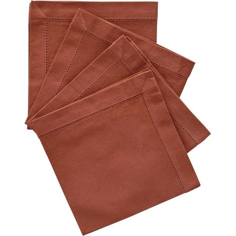 Lot de 4 Serviettes de Table "Jane" 40x40cm Terracotta