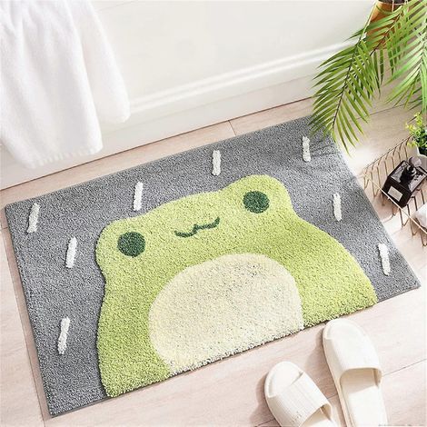 Tapis de bain 40 x 60 cm, absorbant, antidérapant, doux et agréable au toucher, motif grenouille (1/5)