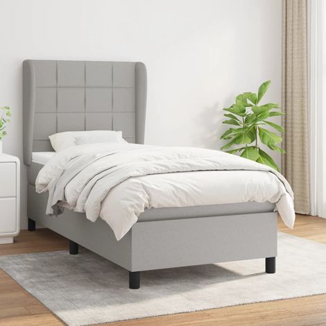 Boxspringbett mit Matratze Hellgrau 90x200 cm Stoff (1/5)