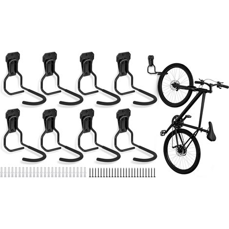 Lot de 8 supports muraux pour vélo - Support mural vertical pour vélo - Charge maximale : 35 kg - Support mural pour vélo avec revêtement en PVC - Support de vélo pour le garage (1/5)