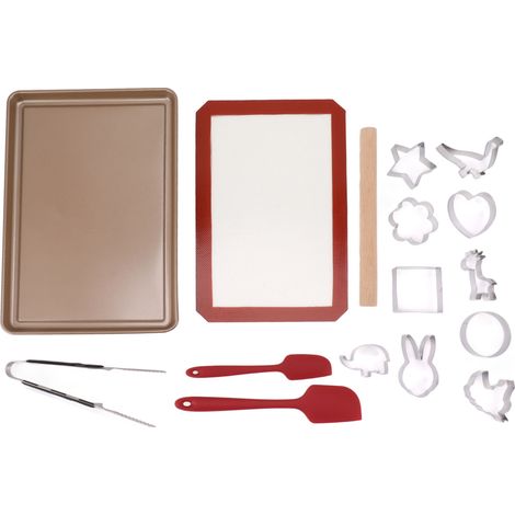 Ausstechformen-Set aus Kohlenstoffstahl mit Form, Matte, Nudelholz und Spatel für die Gebäckherstellung (1/5)