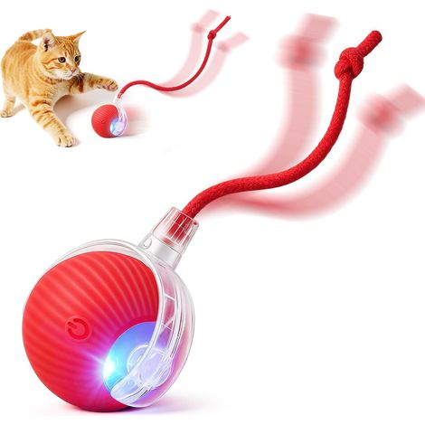 Jouet Interactif pour, Balle Interactive Chat, Trois Modes réglables avec Fonction de réveil pour Chien Chat (Rouge) (1/5)