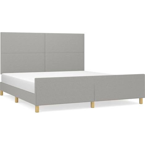 Lit double Lit adulte Cadre de lit sans matelas gris clair 180x200 cm tissu (1/5)