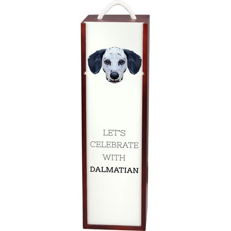 Dálmata, Pointer dálmata: caja de vino geométrica con foto e inscripción de Art-Dog (1/5)