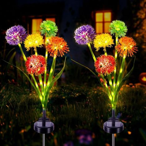 Lumière Solaire Jardin, 2 Pièces Fleur Pissenlit Lampe Solaire Extérieure pour Décoration de Jardin Patio, Mariage, Noël, Pelouse, Terrasse (1/5)