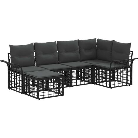 Conjunto de sofás de exterior 6 pcs Negro y Gris oscuro vidaXL (1/5)