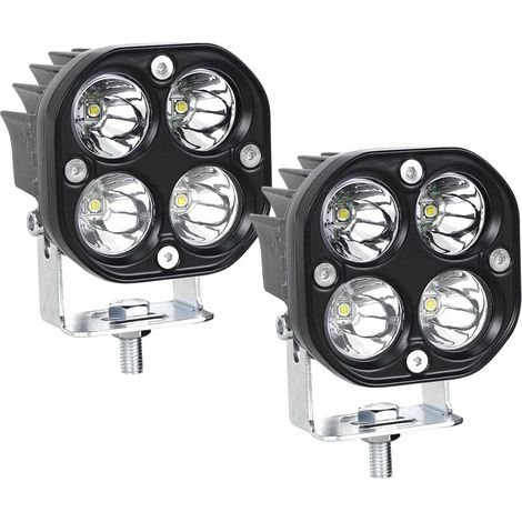 (2 piezas) Luz de trabajo LED para tractor, 7,6 cm, 3'', 40 W, foco LED blanco, 12 V, 24 V, impermeable, IP67, luces antiniebla LED para 4x4, coche, camión, SUV, barco, cuadrado (1/4)