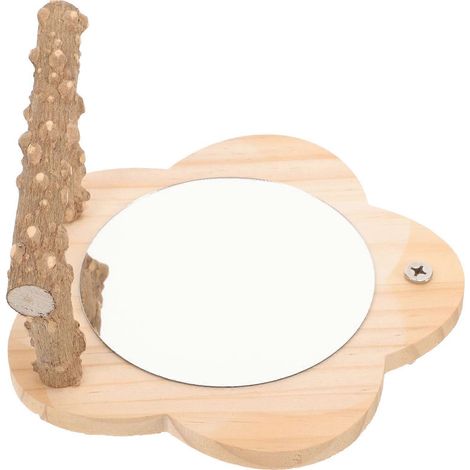 Perchoir en bois avec miroir, compatible avec les jeux d'entraînement pour perroquets. (1/5)