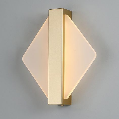 Applique murale de chevet en diamant, applique murale LED moderne, applique murale en métal doré avec abat-jour en acrylique ultra-mince, appliques murales d'éclairage décoratif de couloir, appliques (1/5)
