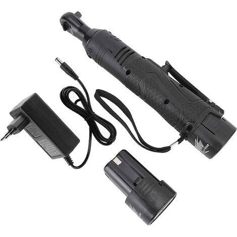Clé à rochet électrique 18V, angle droit 90°, douille 3/8in, sans fil avec batterie lithium intégrée, outil de serrage puissant pour boulons et vis, charge rapide, usage professionnel et bricolage. (1/5)