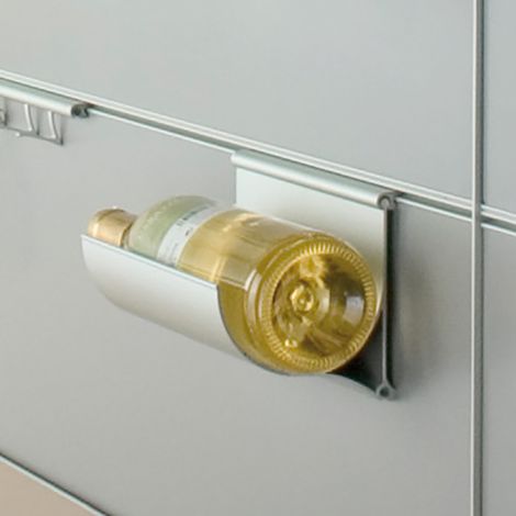 Porte bouteilles aluminium - Décor : Argent - Largeur : 200 mm - Hauteur : 113 mm - Profondeur : 106 mm - Matériau : Aluminium - Finition : Anodisé - ZOBAL (1/3)