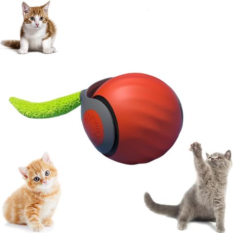 Balle De Jouet pour Chat à Déplacement Automatique, Balle Intelligente Rechargeable par USB, Réglage à Deux Vitesses,pour Chats De Tous âges Convient. (Orange) (1/5)