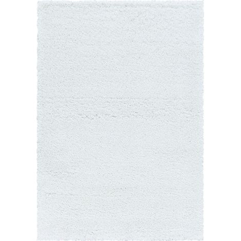 Tapis Salon Shaggy Poils Longs Fibre Doux MOELLEUX (Blanc - 140x200cm) (1/5)