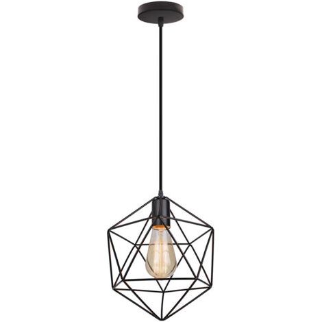 royaluxe- Lampe Suspendue Antique En Fer Et Métal Suspension Luminaire Rétro Plafonnier Moderne Pour Chambre À Coucher, Cuisine, Salon, Café, Bar, Noir