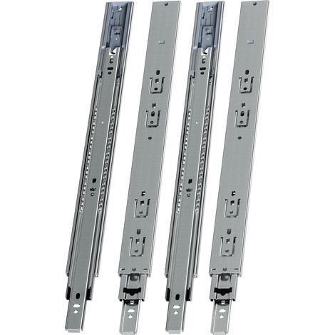 Randaco 2 Paar Schubladenschienen 500 mm Vollauszug, 3-teilig, Softclose mit Selbsteinzug, 45 kg Tragkraft, Schubladenauszug aus Stahl (1/5)