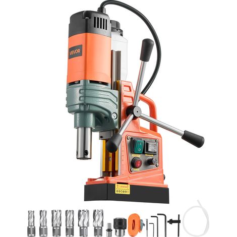 VEVOR Magnetbohrmaschine, 1450-W-Motor, 50 mm Kernbohrdurchmesser, 13000 N Magnetkraft, Elektrische Kernbohrmaschine mit 6 Kernbohrern, Variable Drehzahl, Bohrmaschine für Metalloberflächen (1/5)