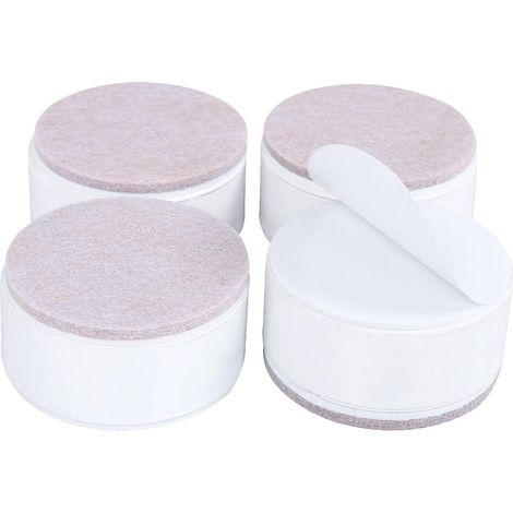 Lot de 4 rehausseurs de meubles autocollants, ronds, en acier au carbone robuste, pour table et canapé. Rehausse de 3 cm (1,2 pouce) avec patins en feutre, blancs. (1/5)