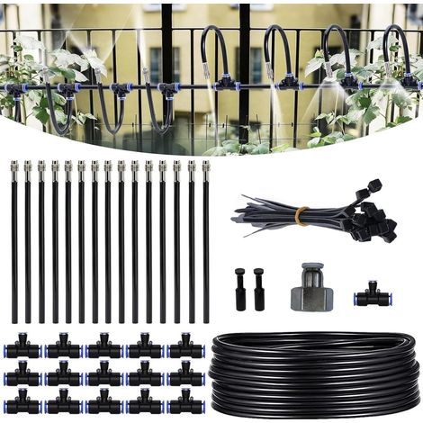 Système d'irrigation, système d'irrigation goutte-à-goutte, réglable, avec 25 buses flexibles en laiton pour jardin, terrasse (1/5)
