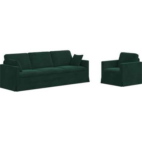 Ensemble de Canapés 2 pcs  Salon de jardin Vert foncé 228 x 78 x 80 cm Velours