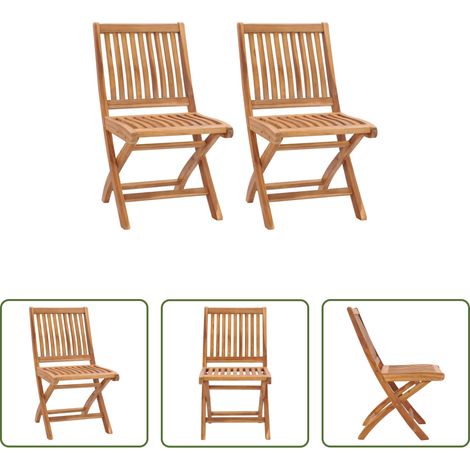 Teakholz - Klappbare Gartenstühle 2 Stk. Massivholz Teak (1/5)