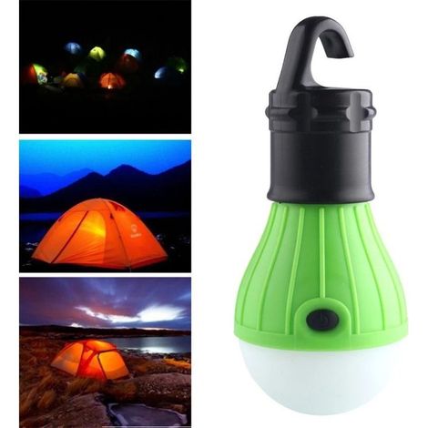 Mini Lanterne d'éclairage Portable Tente Lumière Ampoule LED Lumière d'urgence Crochet étanche(vert) (1/4)