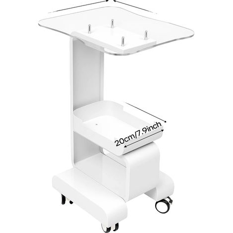 Carro de almacenamiento para salón de belleza, diseño robusto de metal y acrílico, ruedas con bloqueo, BLANCO (1/2)