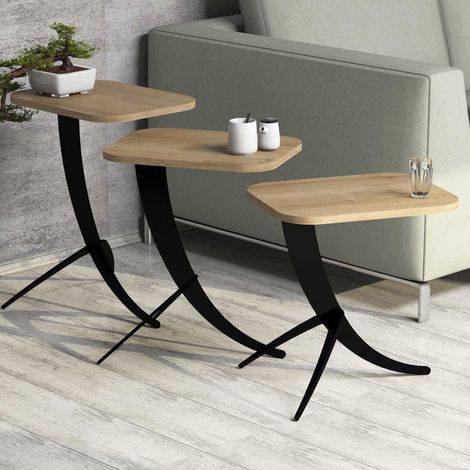 Cetare Couchtisch, Rechteckform, Platte aus veredeltem Holz, Gestell in Eichenoptik, 35x60x45h cm Eiche Braun (1/5)
